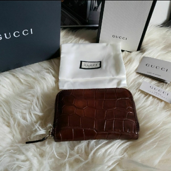 Gucci Unisex Genuine Crocodile Zippy Card Case - Picture 4 of 9